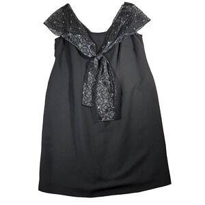 S.L. Fashions‎ VTG Black Whimsygoth Sheer Scarf Accent Sz 16W Knee Length Dress